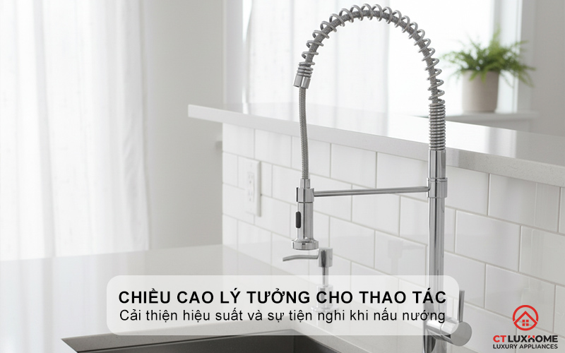 Chiều cao lý tưởng cho mọi thao tác làm bếp
