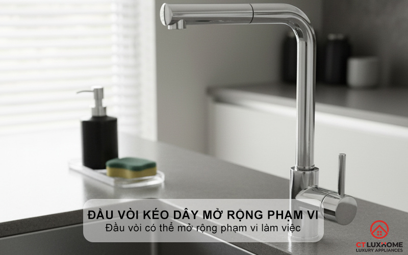 Đầu vòi kéo dây mở rộng phạm vi làm việc