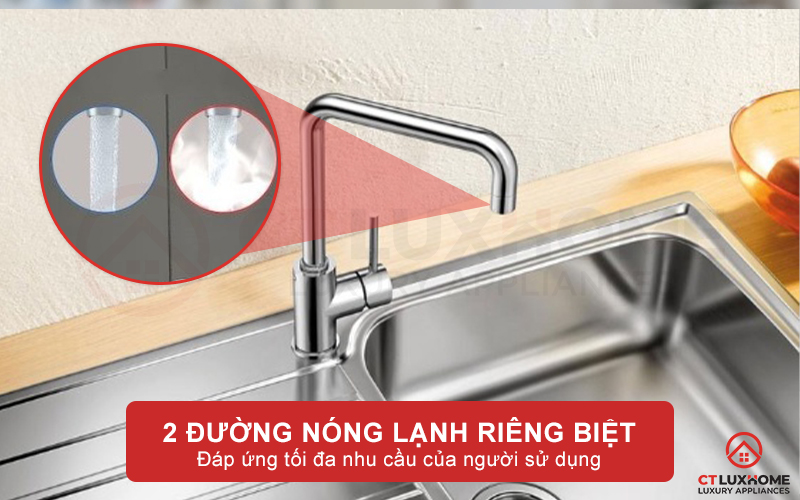 2 đường nước nóng lạnh riêng biệt, thuận tiện cho người dùng