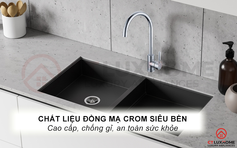 Chất liệu đồng mạ Crom bền chắc, chống gỉ sét, an toàn sức khỏe