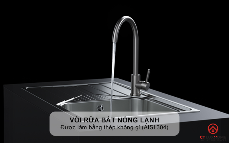 Vòi rửa bát nóng lạnh được làm bằng thép không gỉ chất lượng cao