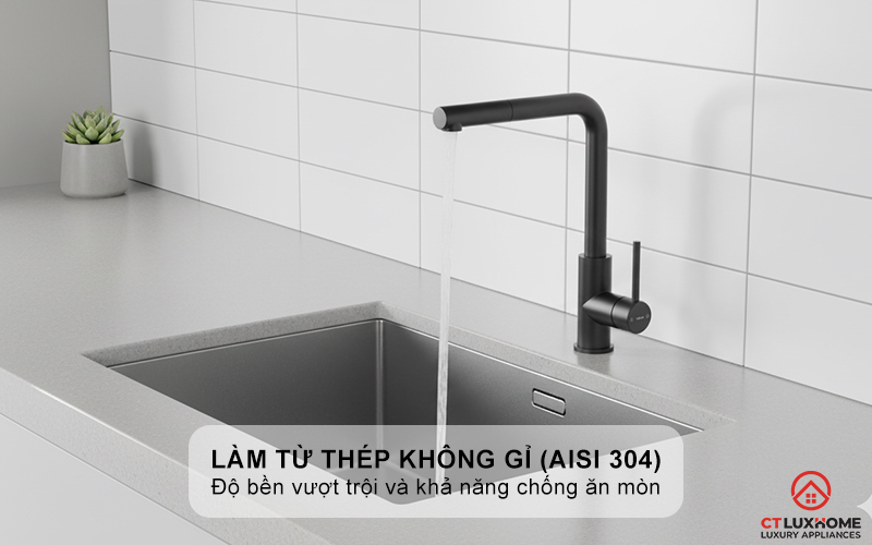 Được làm từ thép không gỉ chất lượng cao (AISI 304)