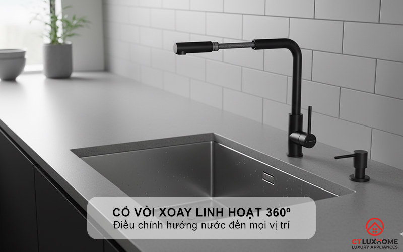 Cổ vòi xoay linh hoạt 360º