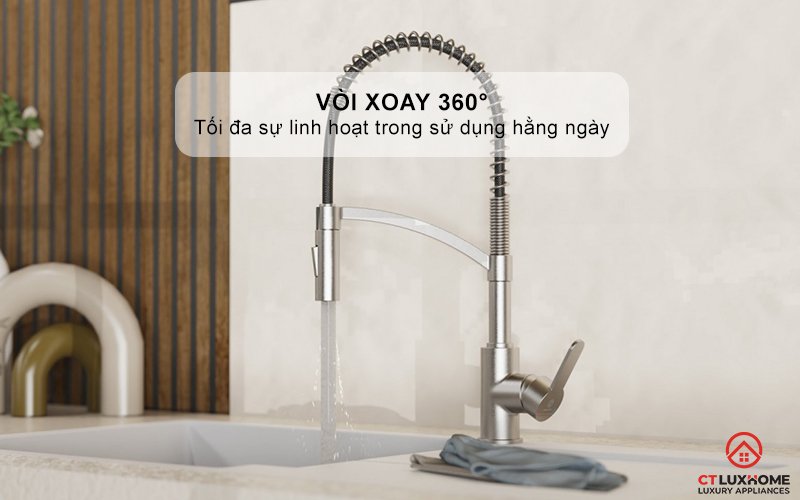 Vòi xoay 360° cho tối đa sự linh hoạt trong sử dụng hằng ngày