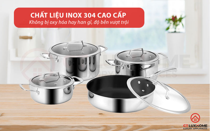 Chất liệu inox không bị oxy hoá, độ bền vượt trội