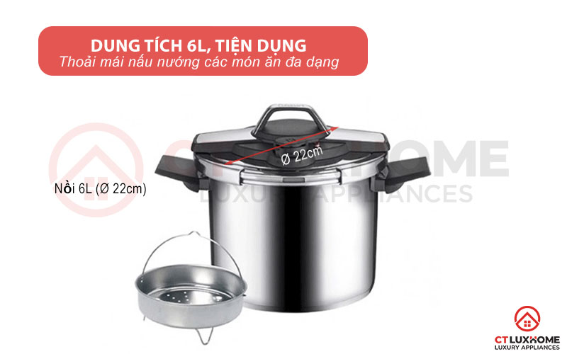 Dung tích lớn 6L, tiện dụng