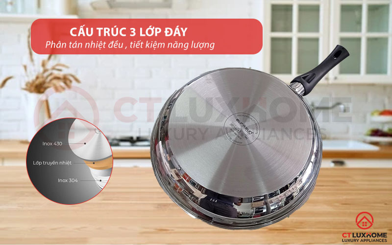 Cấu trúc 3 lớp đáy, truyền nhiệt tối ưu, tiết kiệm năng lượng