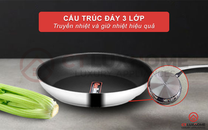 Cấu trúc đáy chảo 3 lớp truyền và giữ nhiệt tối ưu