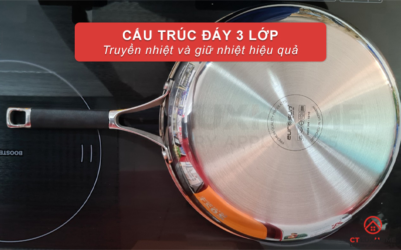 Cấu trúc đáy chảo 3 lớp truyền và giữ nhiệt tối ưu