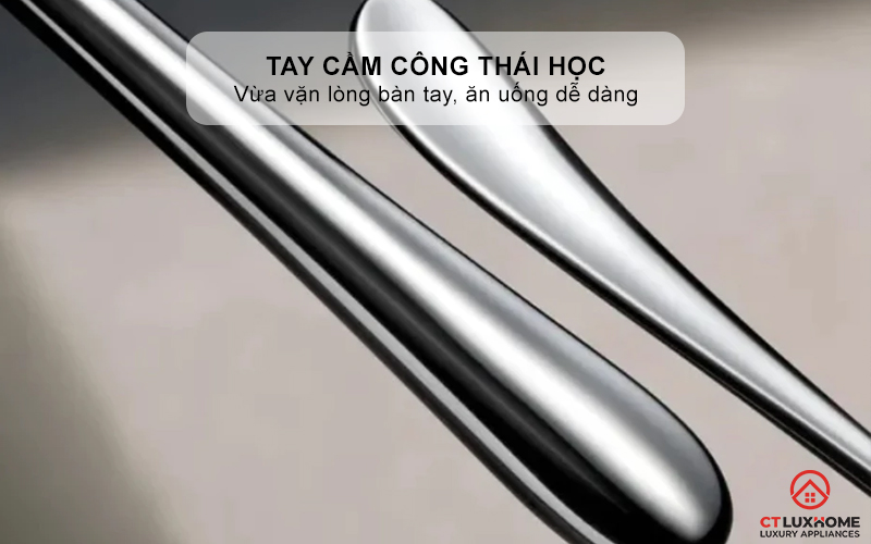 Tay cầm công thái học vừa vặn lòng bàn tay, ăn uống dễ dàng