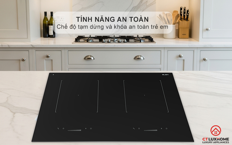 BẾP TỪ 2 VÙNG NẤU ÂM BÀN ELBA ELIO 71 00 MÀU ĐEN 4600W ELIO7100 11