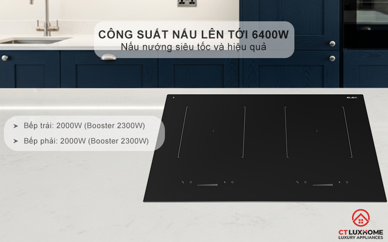 BẾP TỪ 2 VÙNG NẤU ÂM BÀN ELBA ELIO 71 00 MÀU ĐEN 4600W ELIO7100 3