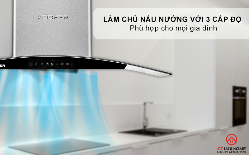 MÁY HÚT MÙI GẮN TƯỜNG KÍNH CONG KOCHER K-226I NGANG 90CM K226I 5
