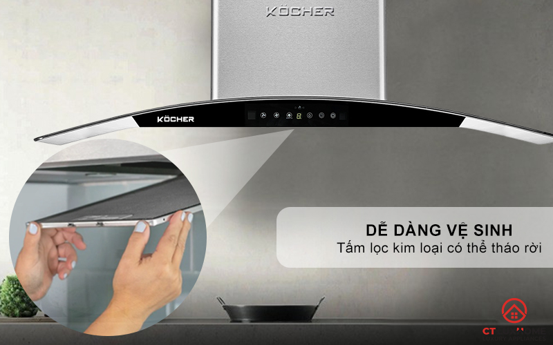 MÁY HÚT MÙI GẮN TƯỜNG KÍNH CONG KOCHER K-226I NGANG 90CM K226I 9