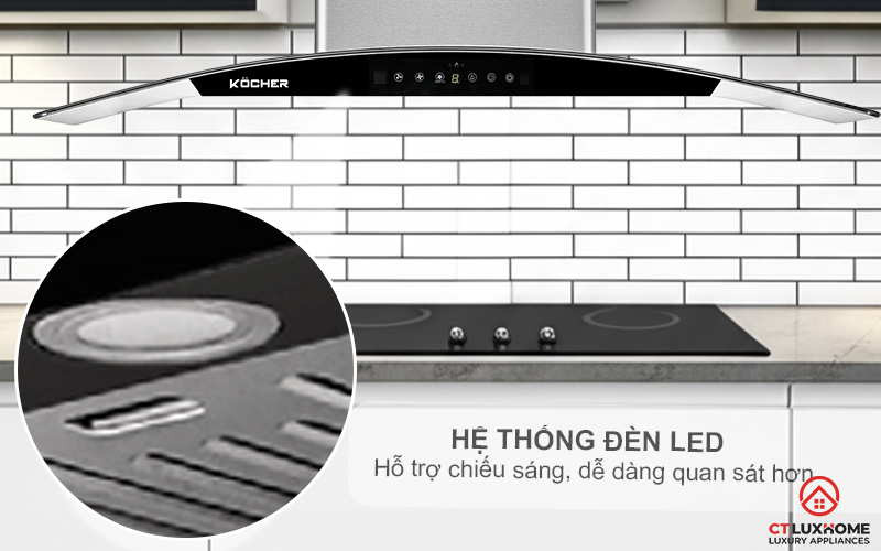 MÁY HÚT MÙI GẮN TƯỜNG KÍNH CONG KOCHER K-226I NGANG 90CM K226I 3