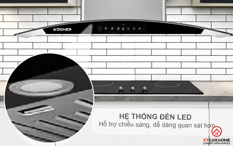 MÁY HÚT MÙI GẮN TƯỜNG KÍNH CONG KOCHER K-226I NGANG 70CM K226I 3