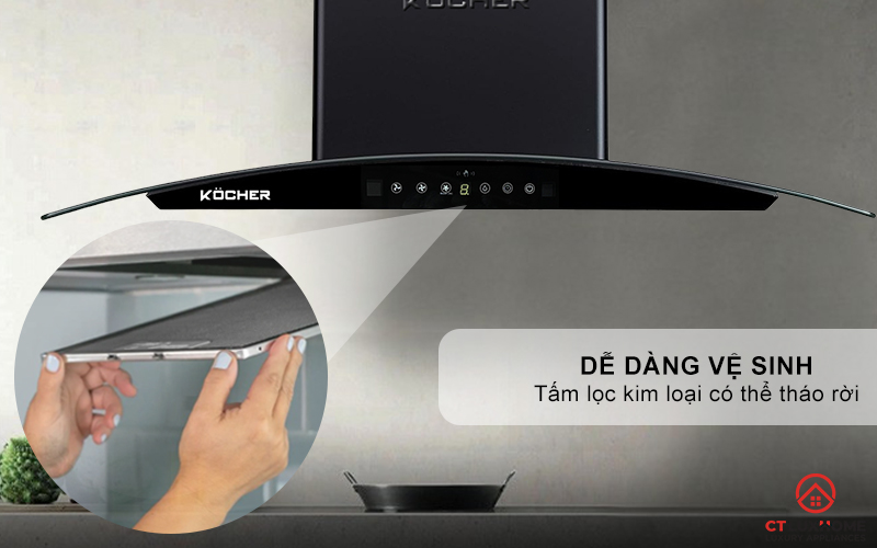 MÁY HÚT MÙI GẮN TƯỜNG KÍNH CONG KOCHER K-226V NGANG 70CM K226V 9