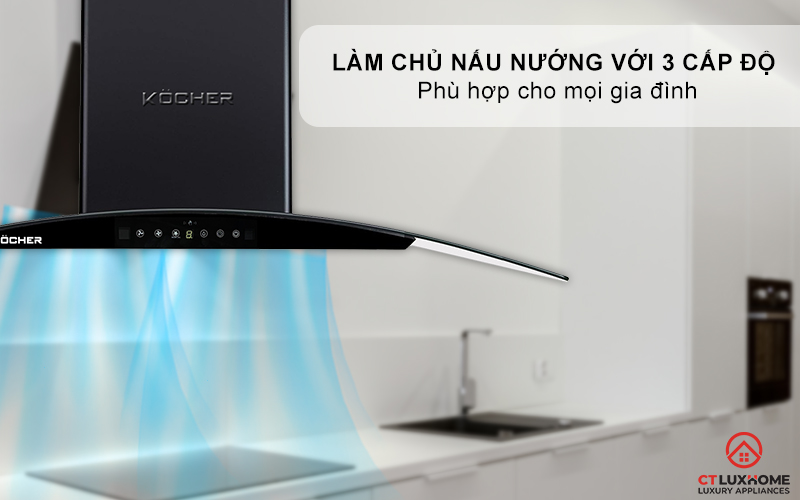 MÁY HÚT MÙI GẮN TƯỜNG KÍNH CONG KOCHER K-226V NGANG 90CM K226V 5