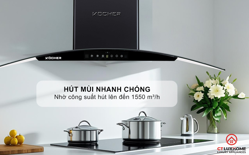 MÁY HÚT MÙI GẮN TƯỜNG KÍNH CONG KOCHER K-226V NGANG 90CM K226V 2