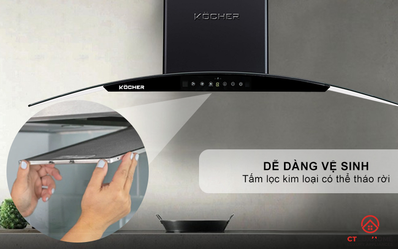 MÁY HÚT MÙI GẮN TƯỜNG KÍNH CONG KOCHER K-226V NGANG 90CM K226V 9