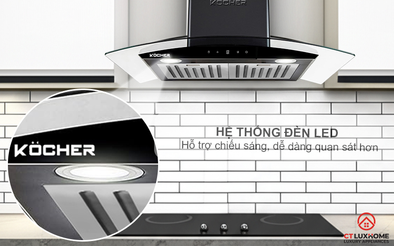 MÁY HÚT MÙI GẮN TƯỜNG KÍNH CONG KOCHER K-228BL  K228BL 3