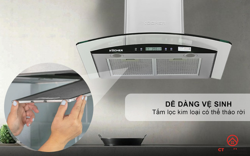 MÁY HÚT MÙI GẮN TƯỜNG KÍNH CONG KOCHER K-228S NGANG 70CM K228S 8