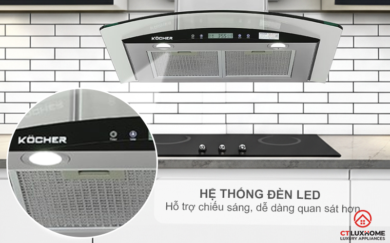 MÁY HÚT MÙI GẮN TƯỜNG KÍNH CONG KOCHER K-228S NGANG 70CM K228S 3