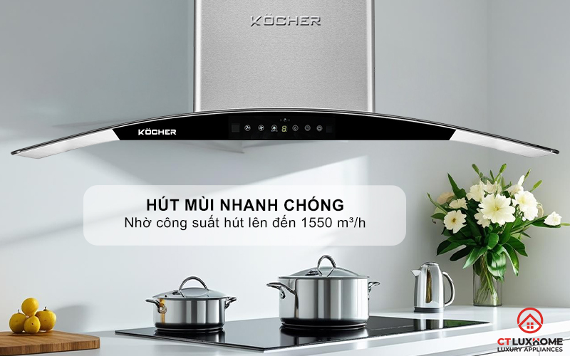 MÁY HÚT MÙI GẮN TƯỜNG KÍNH CONG KOCHER K-229I NGANG 90CM K229I 2