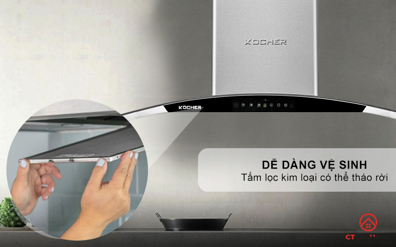 MÁY HÚT MÙI GẮN TƯỜNG KÍNH CONG KOCHER K-229I NGANG 90CM K229I 9