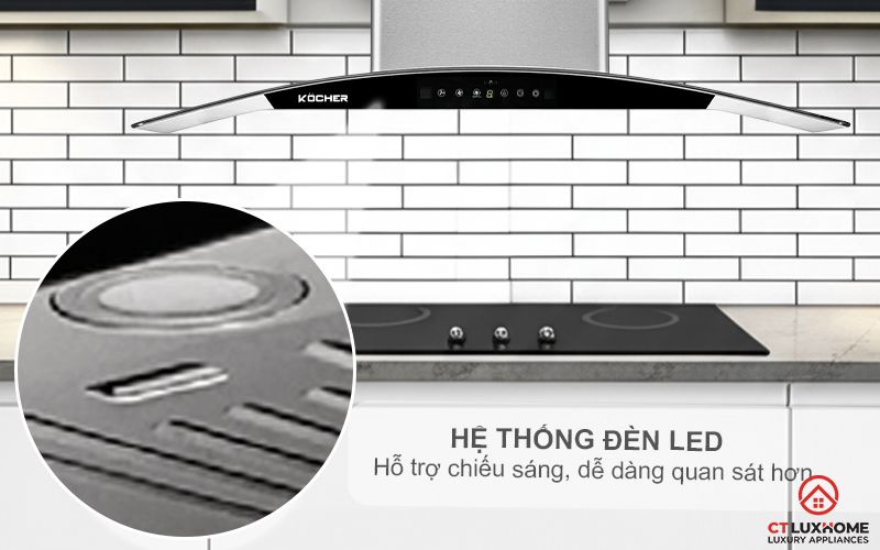 MÁY HÚT MÙI GẮN TƯỜNG KÍNH CONG KOCHER K-229I NGANG 90CM K229I 3