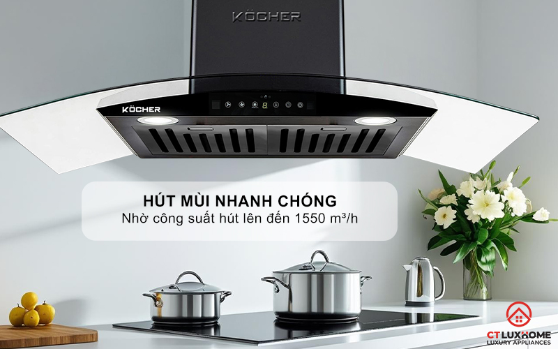 MÁY HÚT MÙI GẮN TƯỜNG KÍNH CONG KOCHER K-229V NGANG 90CM K229V 2