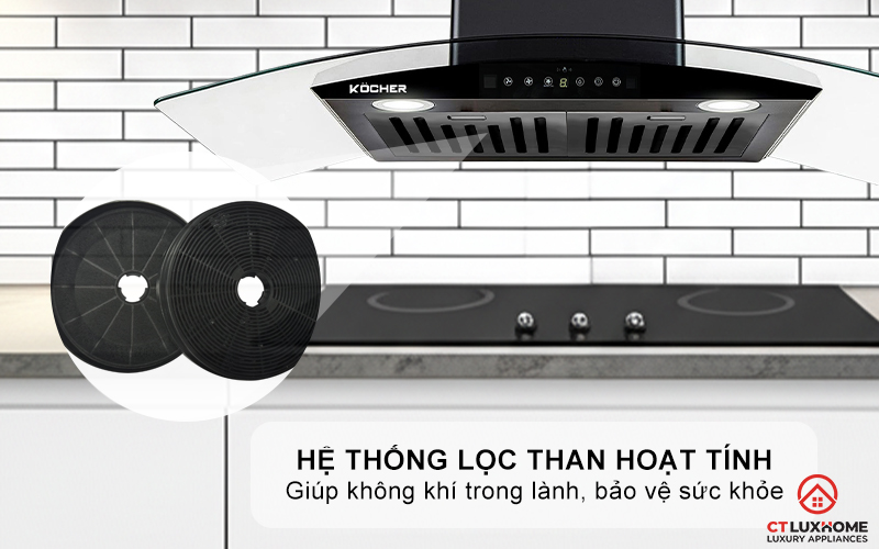 MÁY HÚT MÙI GẮN TƯỜNG KÍNH CONG KOCHER K-229V NGANG 90CM K229V 6