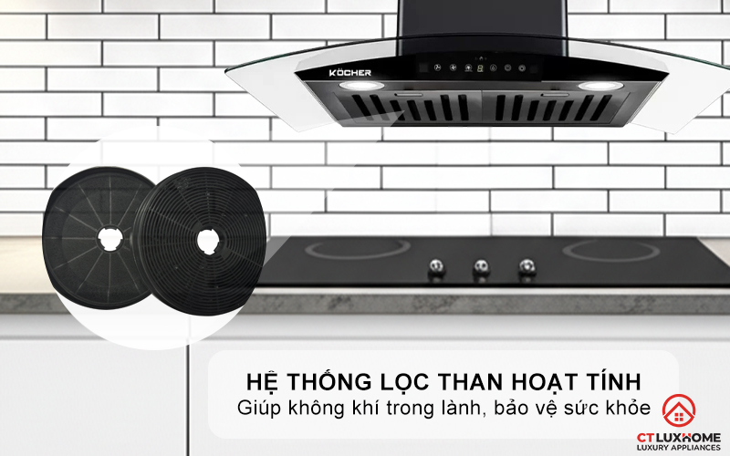 MÁY HÚT MÙI GẮN TƯỜNG KÍNH CONG KOCHER K-229V NGANG 70CM K229V 6