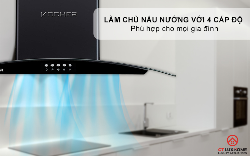 MÁY HÚT MÙI GẮN TƯỜNG KÍNH CONG KOCHER K-8001 ĐEN NHÁM NGANG 70CM K8001 5