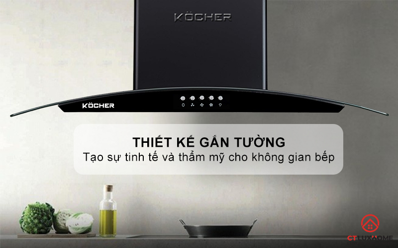 MÁY HÚT MÙI GẮN TƯỜNG KÍNH CONG KOCHER K-8001 ĐEN NHÁM NGANG 70CM K8001 1