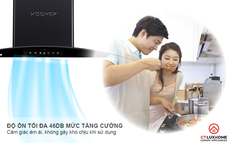 MÁY HÚT MÙI GẮN TƯỜNG KÍNH CONG KOCHER K-8002 ĐEN NHÁM K8002 8