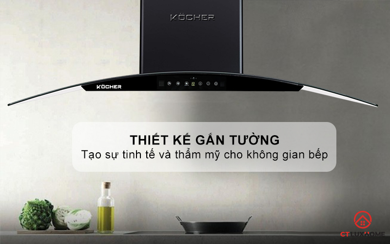 MÁY HÚT MÙI GẮN TƯỜNG KÍNH CONG KOCHER K-8002 ĐEN NHÁM K8002 1