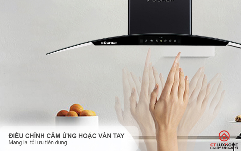 MÁY HÚT MÙI GẮN TƯỜNG KÍNH CONG KOCHER K-8002 ĐEN NHÁM K8002 4