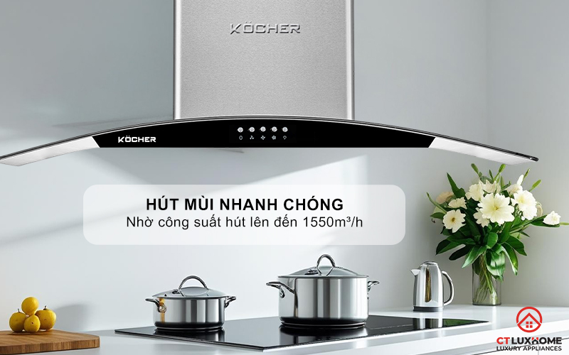 MÁY HÚT MÙI GẮN TƯỜNG KÍNH CONG  KOCHER K- 8070I - NGANG 90CM 2