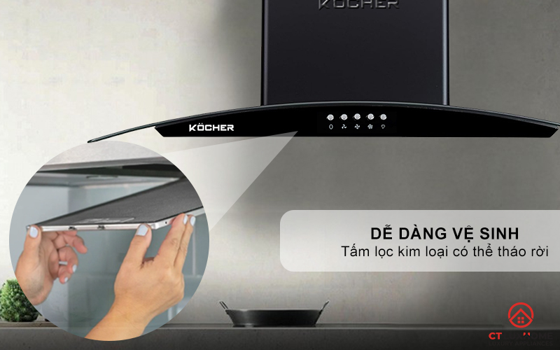MÁY HÚT MÙI GẮN TƯỜNG KÍNH CONG  KOCHER K- 8070V - NGANG 70CM K8070V 7