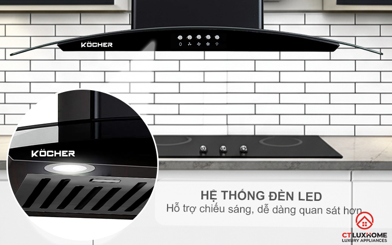 MÁY HÚT MÙI GẮN TƯỜNG KÍNH CONG  KOCHER K- 8070V - NGANG 70CM K8070V 3