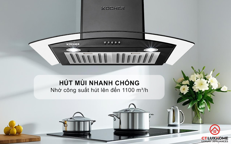 MÁY HÚT MÙI GẮN TƯỜNG KÍNH CONG KOCHER K-8870BL NGANG 70CM K8870BL 2