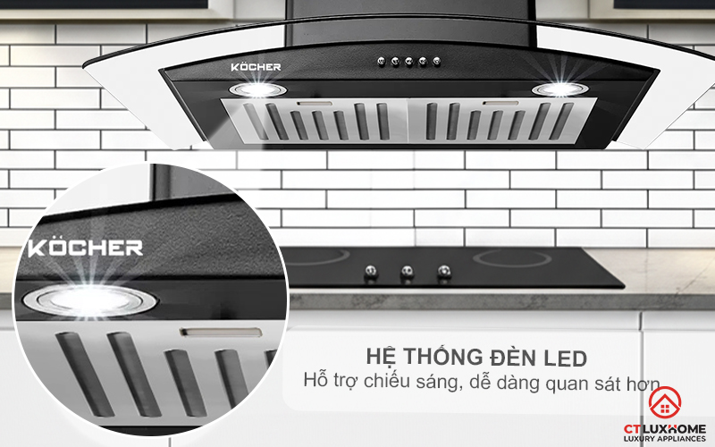 MÁY HÚT MÙI GẮN TƯỜNG KÍNH CONG KOCHER K-8870BL NGANG 70CM K8870BL 3