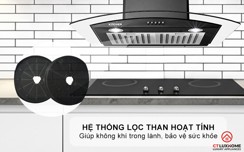 MÁY HÚT MÙI GẮN TƯỜNG KÍNH CONG KOCHER K-8870BL NGANG 70CM K8870BL 5