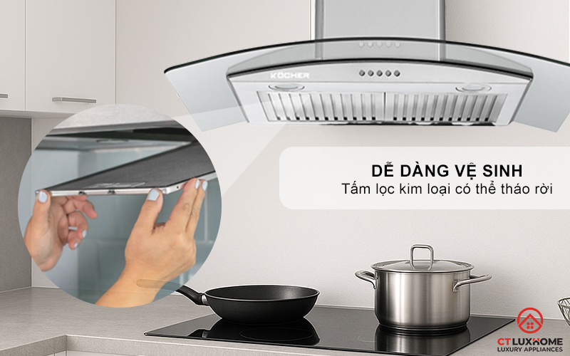 MÁY HÚT MÙI GẮN TƯỜNG KÍNH CONG KOCHER K-8870PRO NGANG 70CM K8870PRO 8