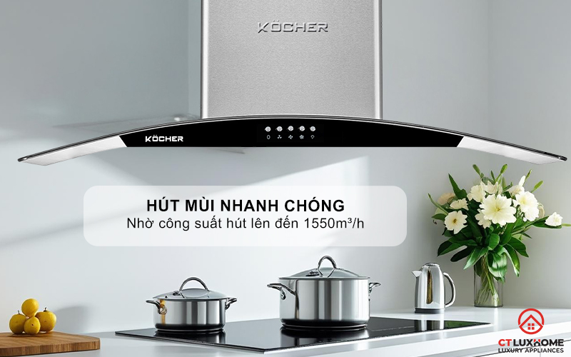 MÁY HÚT MÙI GẮN TƯỜNG KÍNH CONG  KOCHER K- 8872I - NGANG 90CM K8872I 2