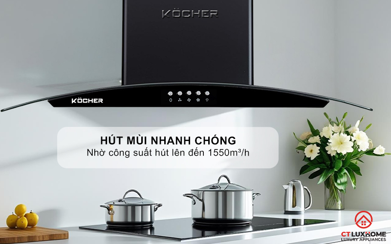 MÁY HÚT MÙI GẮN TƯỜNG KÍNH CONG  KOCHER K- 8872V - NGANG 70CM K8872V 2