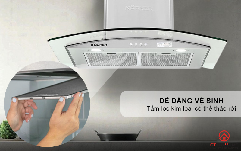 MÁY HÚT MÙI GẮN TƯỜNG KÍNH CONG  KOCHER K-8870 NGANG 70CM K8870 9