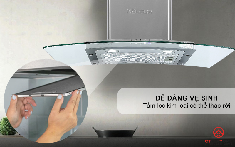 MÁY HÚT MÙI GẮN TƯỜNG KÍNH CONG KOCHER K-8970 K8970 8