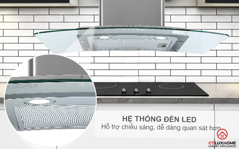 MÁY HÚT MÙI GẮN TƯỜNG KÍNH CONG KOCHER K-8970 K8970 3